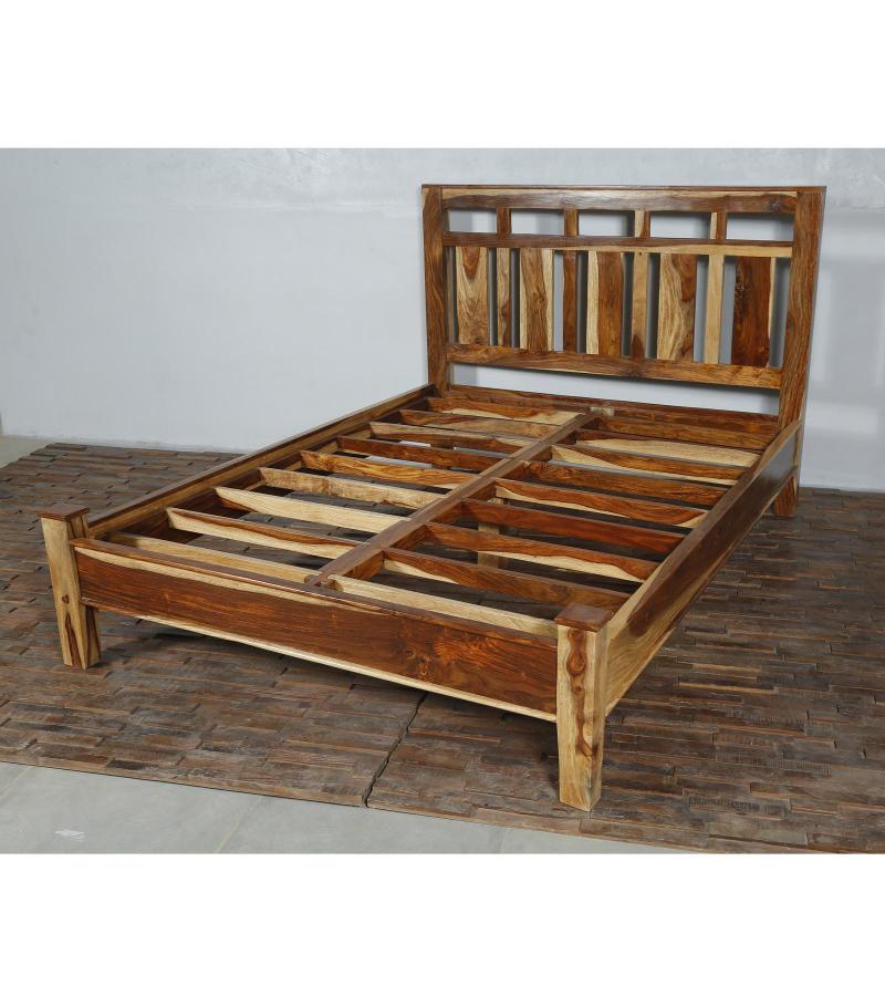 SOLID ROSEWOOD BED - HEADBOARD, FOOTBOARD, SIDERAILS, SLATS