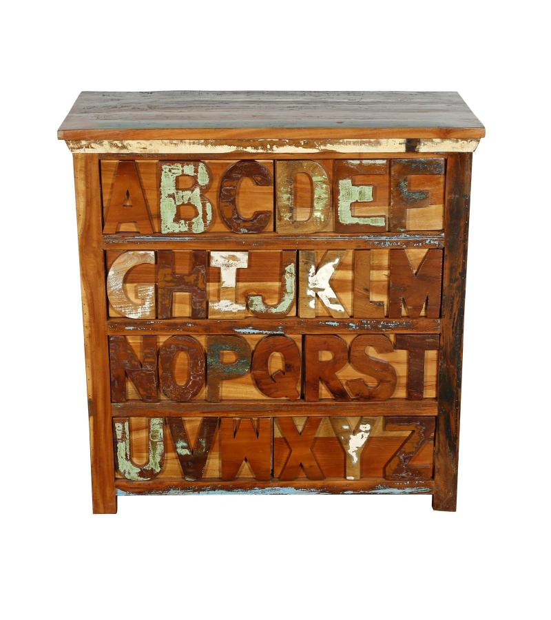SOLID RECLAIMED TEAK WOOD DRESSER BUREAU "ABC"
