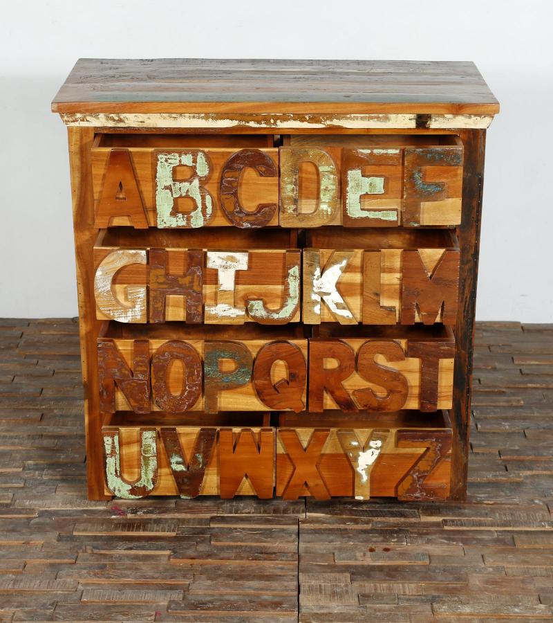 SOLID RECLAIMED TEAK WOOD DRESSER BUREAU "ABC"