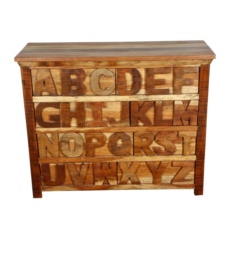 SOLID RECLAIMED TEAK WOOD "ABC" DRESSER BUREAU