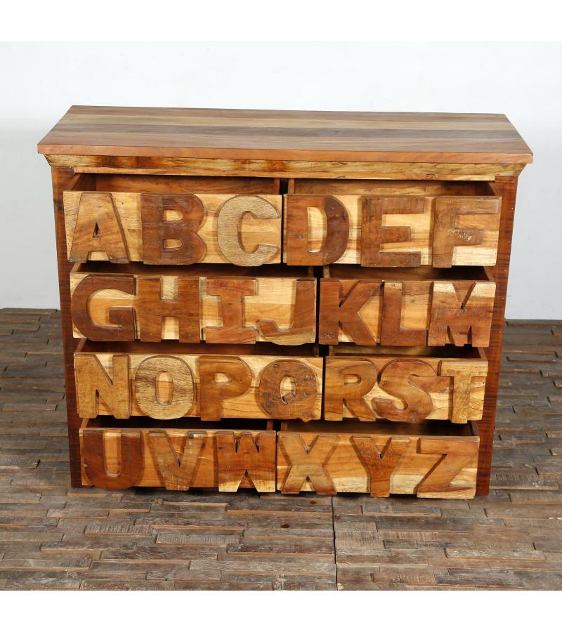 SOLID RECLAIMED TEAK WOOD "ABC" DRESSER BUREAU