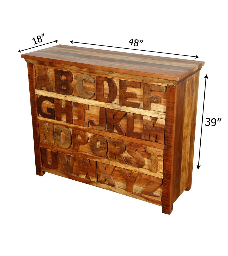 SOLID RECLAIMED TEAK WOOD "ABC" DRESSER BUREAU