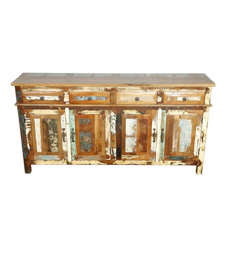 SOLID RECLAIMED TEAK WOOD 4 DOOR & 4 DRAWER SIDEBOARD
