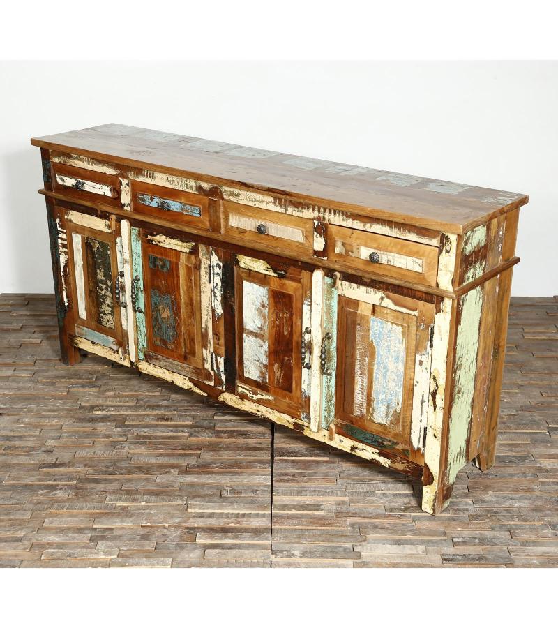 SOLID RECLAIMED TEAK WOOD 4 DOOR & 4 DRAWER SIDEBOARD