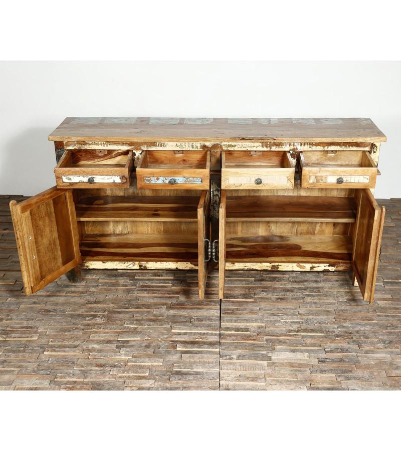 SOLID RECLAIMED TEAK WOOD 4 DOOR & 4 DRAWER SIDEBOARD