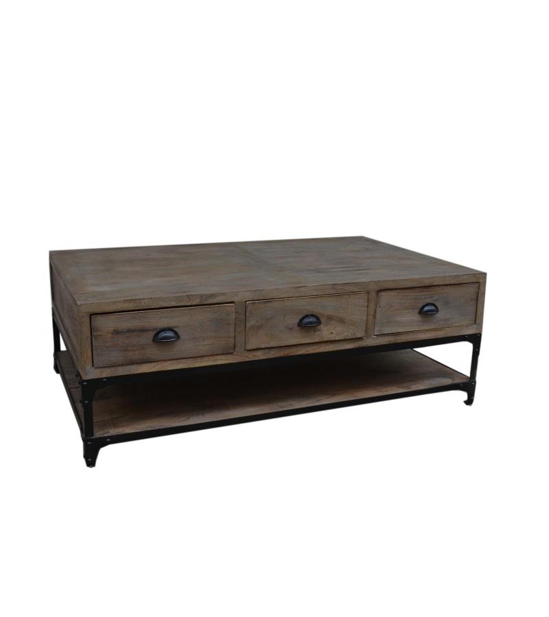 SOLID WOOD & IRON COFFEE TABLE