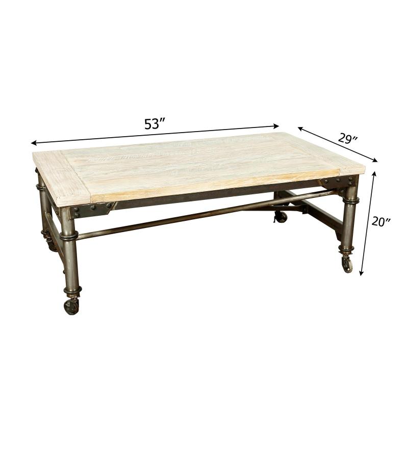 SOLID WOOD & IRON TROLLEY COFFEE TABLE