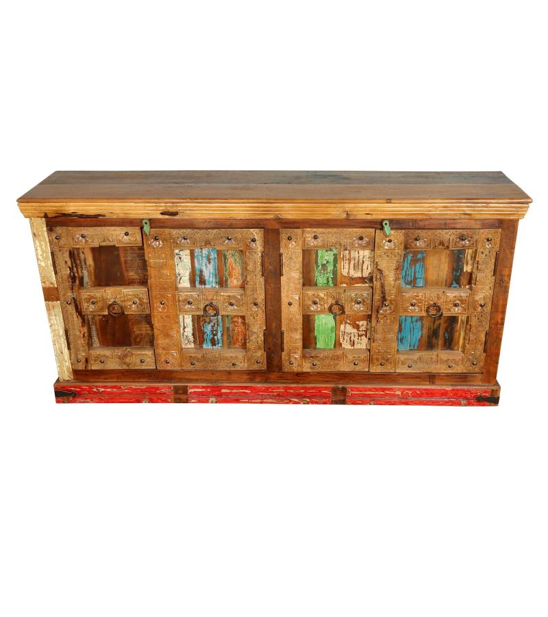 SOLID RECLAIMED HAND CARVED TEAK WOOD SIDEBOARD CONSOLE CABINET