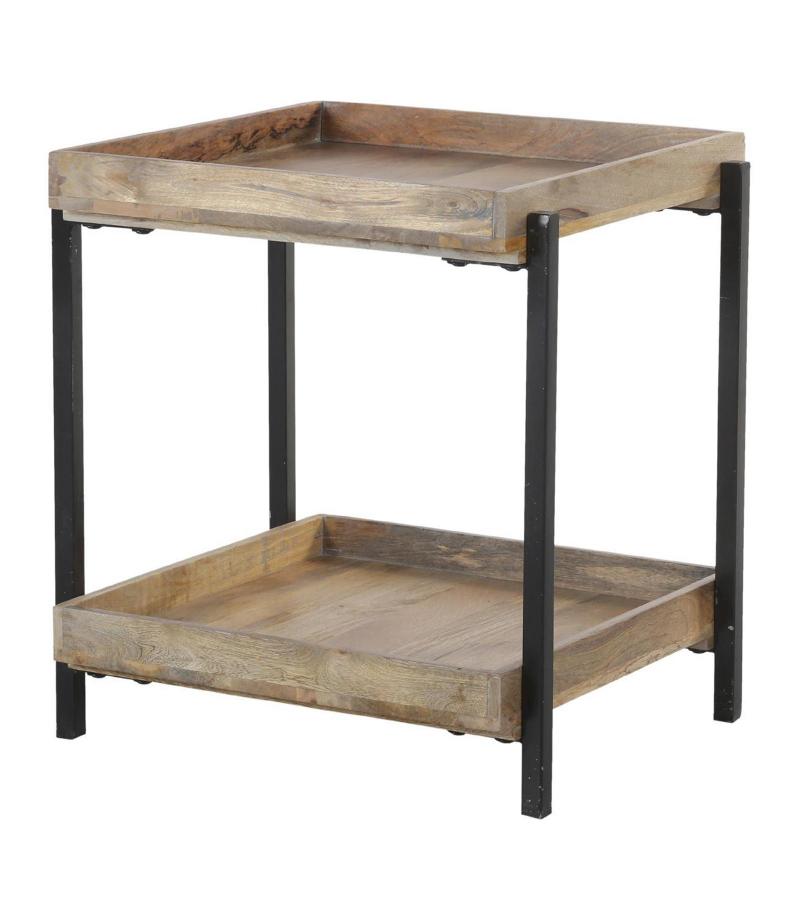 SOLID WOOD & IRON END TABLE
