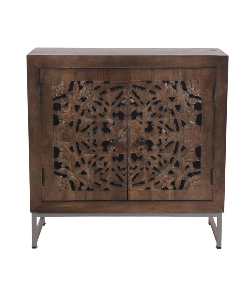 HAND CARVED SOLID WOOD CABINET