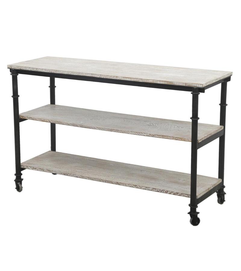 SOLID WOOD & IRON SHELVING UNIT