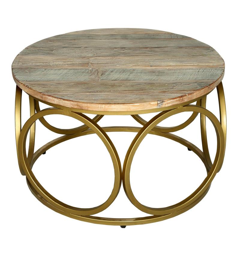 SOLID RECLAIMED TEAK WOOD & IRON COFFEE TABLE