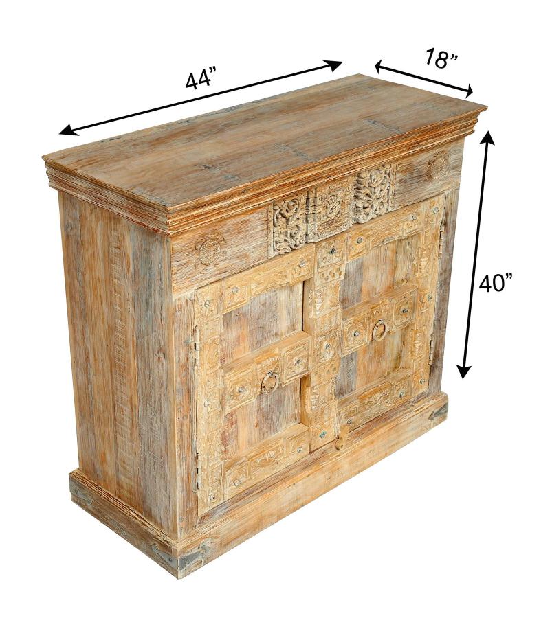 HAND CARVED SOLID RECLAIMED WOOD CABINET
