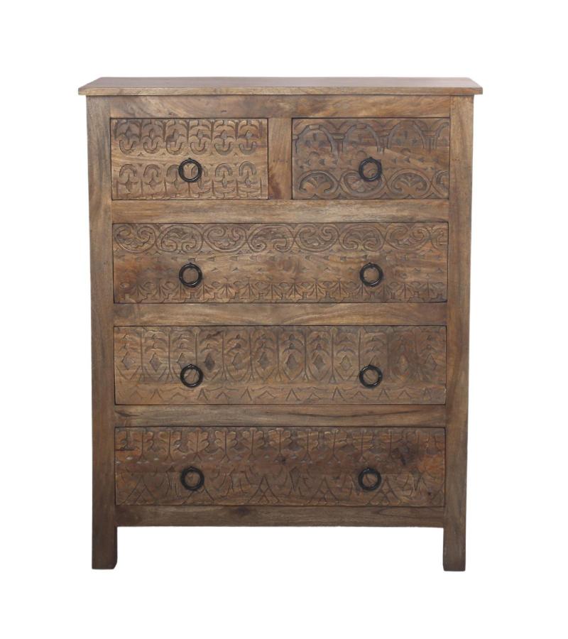 HAND CARVED SOLID WOOD DRESSER BUREAU