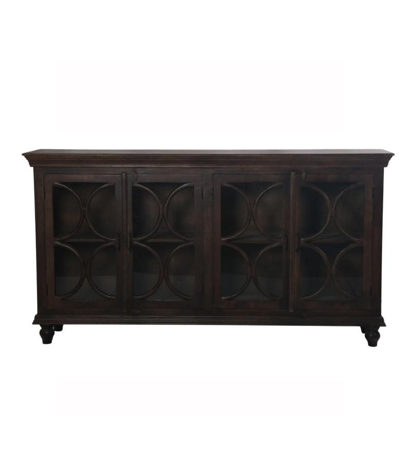 SOLID WOOD & GLASS SIDEBOARD 