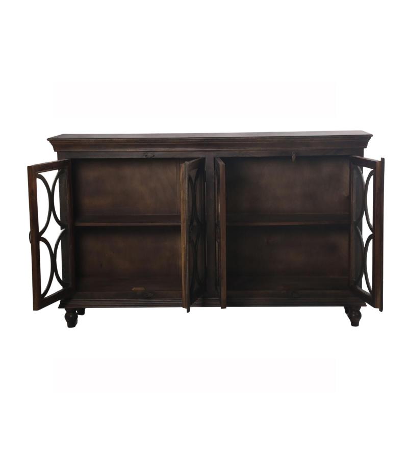 SOLID WOOD & GLASS SIDEBOARD 