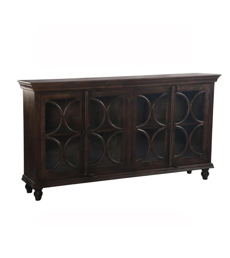 SOLID WOOD & GLASS SIDEBOARD 