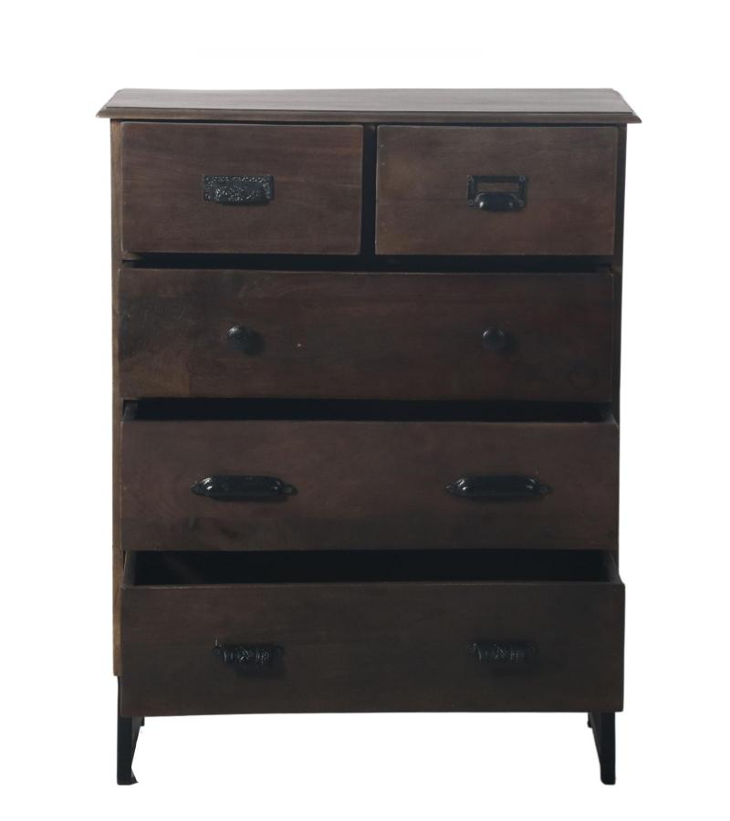 SOLID WOOD & IRON CHEST DRESSER BUREAU