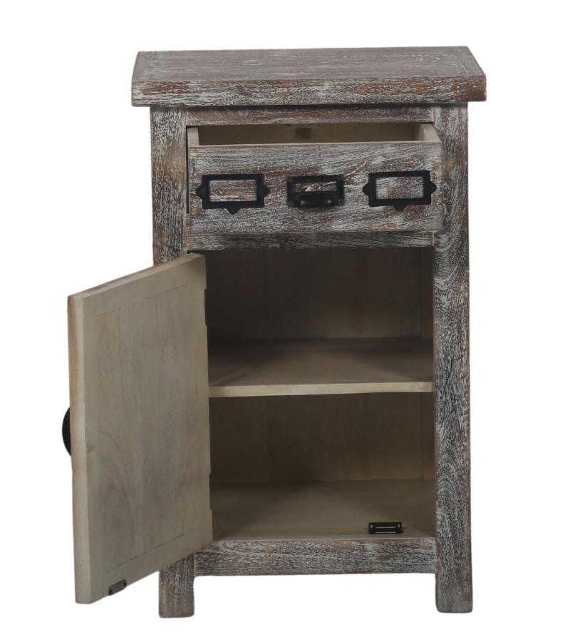 SOLID RECLAIMED TEAK WOOD END TABLE / CABINET