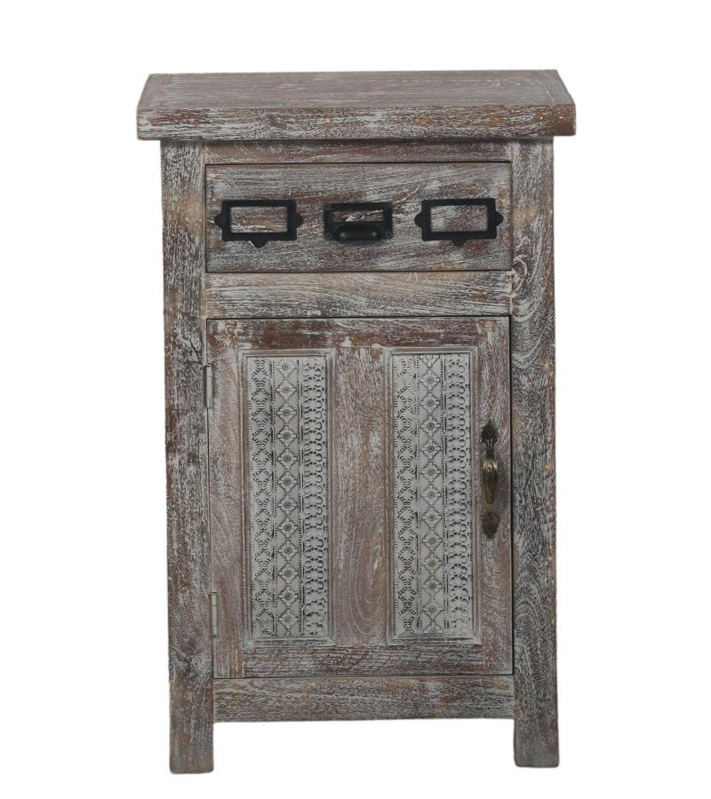 SOLID RECLAIMED TEAK WOOD END TABLE / CABINET
