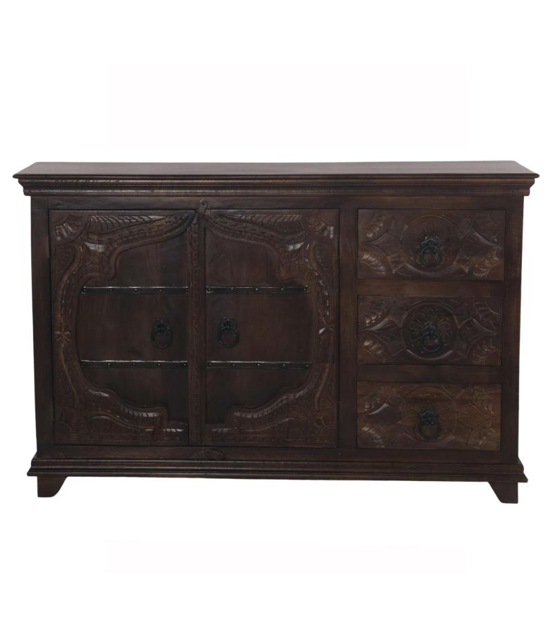 HAND CARVED SOLID WOOD SIDEBOARD