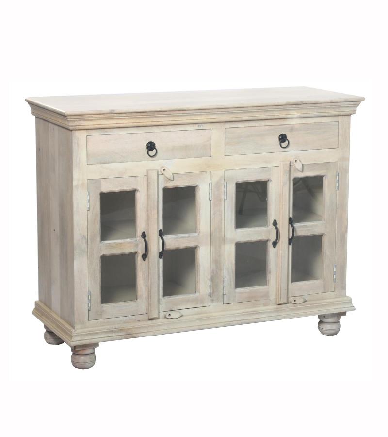 SOLID RECLAIMED TEAK WOOD & GLASS SIDEBOARD