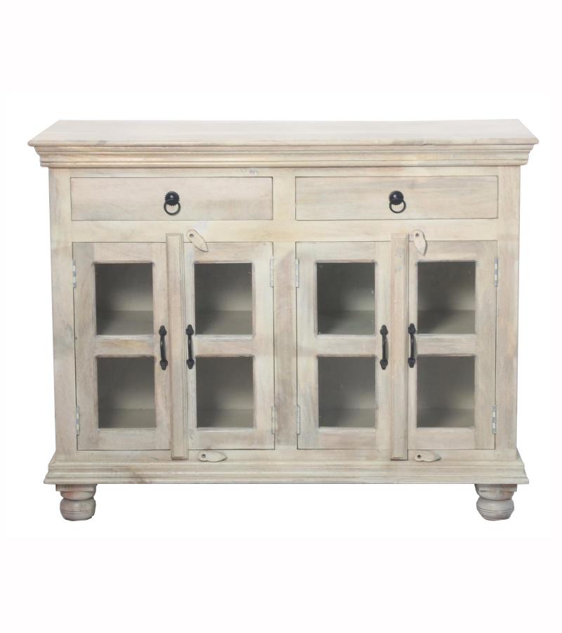 SOLID RECLAIMED TEAK WOOD & GLASS SIDEBOARD