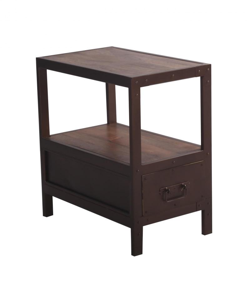 SOLID IRON & WOOD END TABLE SIDE TABLE