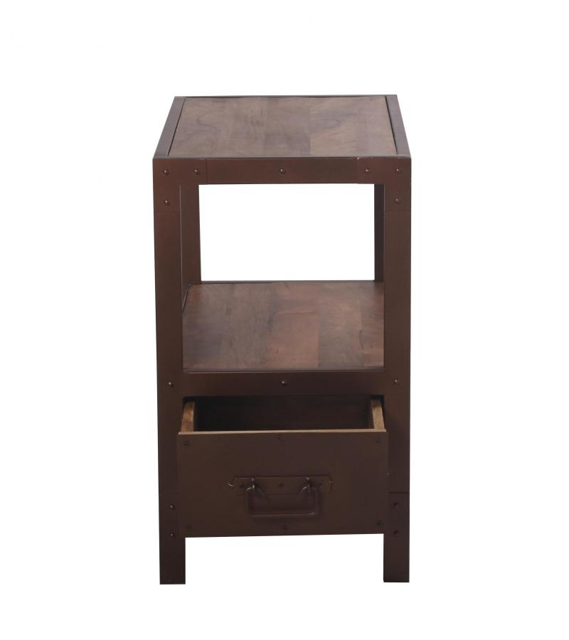 SOLID IRON & WOOD END TABLE SIDE TABLE