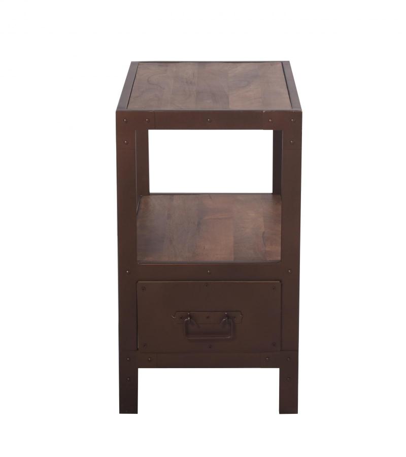 SOLID IRON & WOOD END TABLE SIDE TABLE