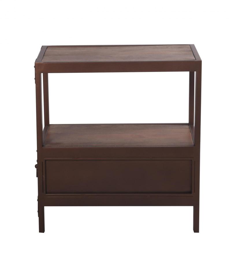 SOLID IRON & WOOD END TABLE SIDE TABLE