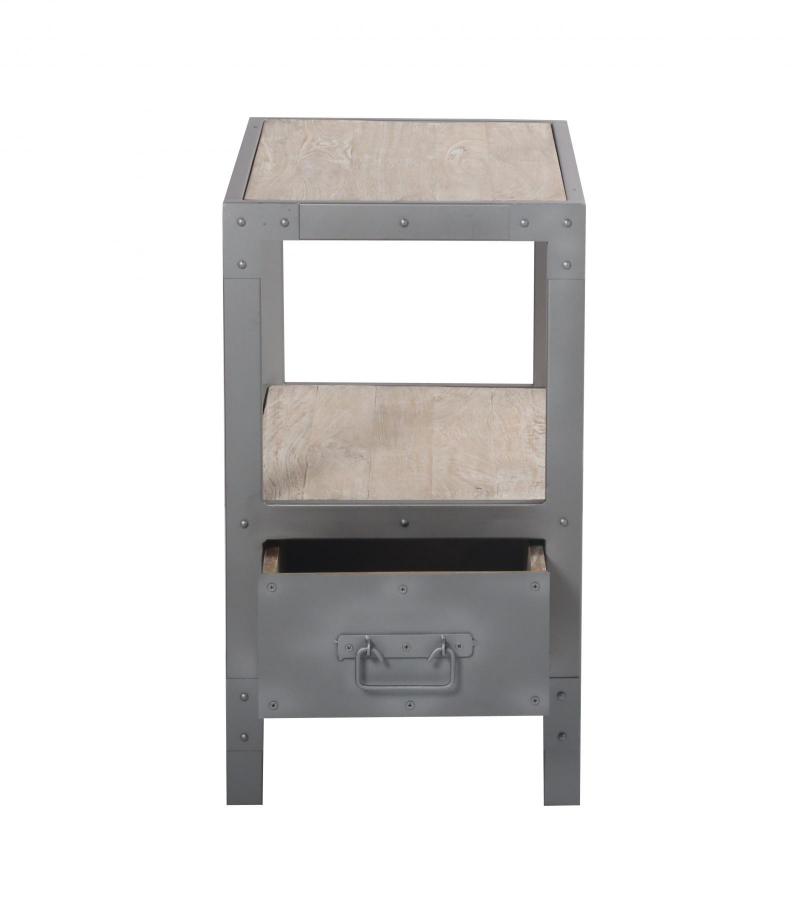 SOLID WOOD & IRON END TABLE SIDE TABLE