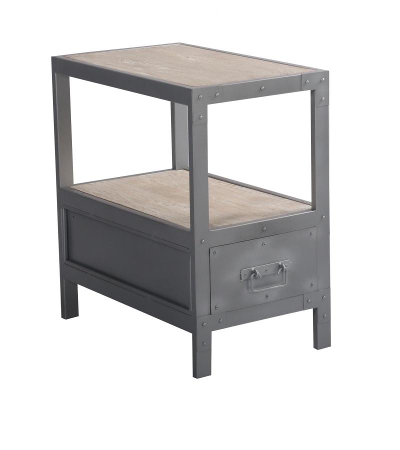 SOLID WOOD & IRON END TABLE SIDE TABLE