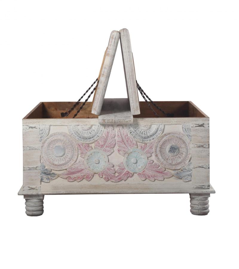 HAND CARVED SOLID WOOD TRUNK COFFEE TABLE