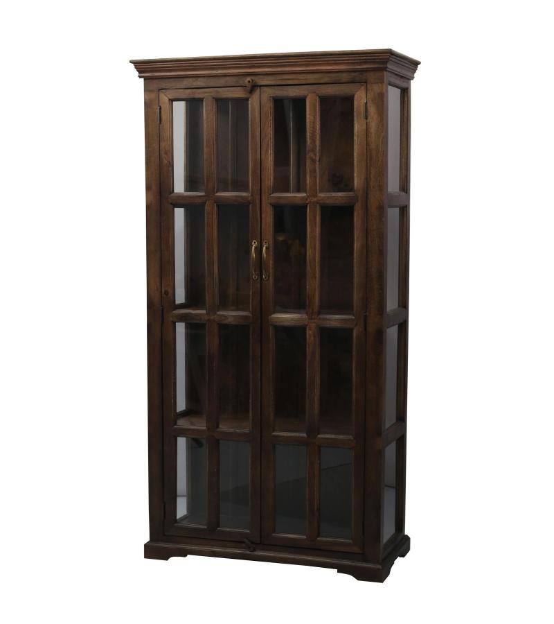 SOLID WOOD & GLASS DISPLAY CABINET 
