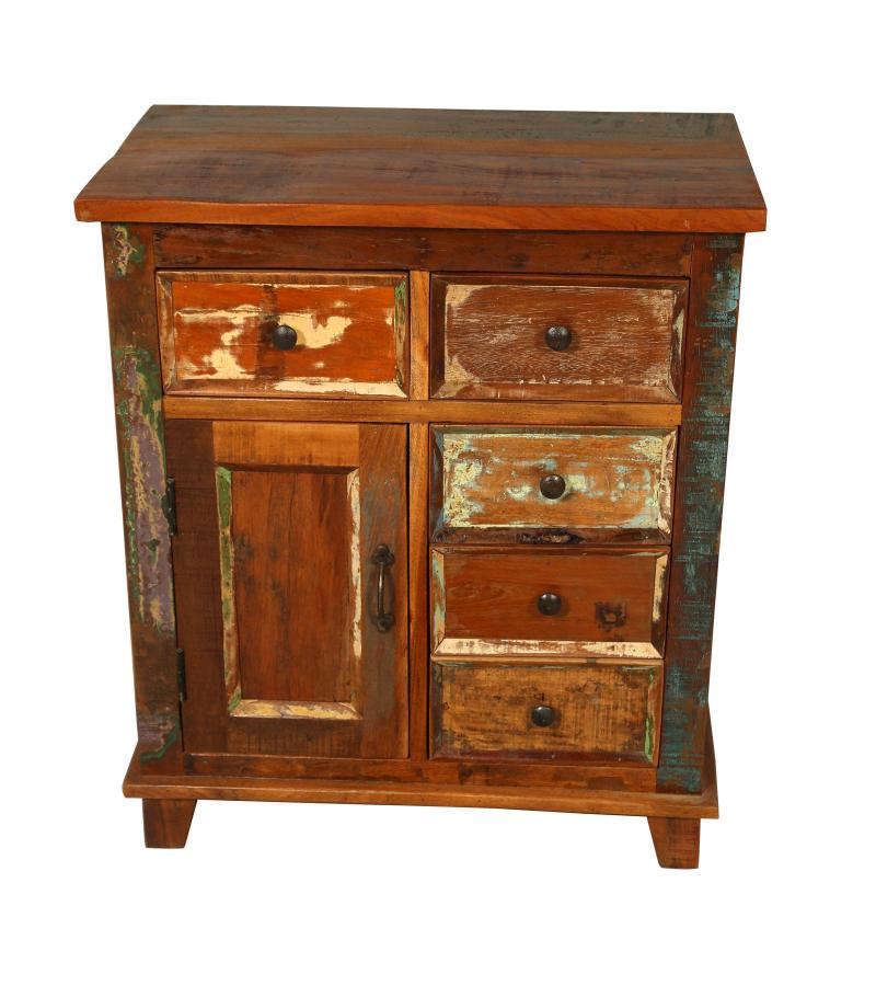 RECLAIMED WOOD 5 DRAWER END TABLE / SMALL SIDEBOARD