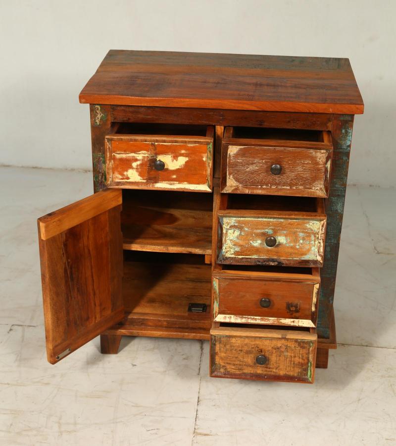 RECLAIMED WOOD 5 DRAWER END TABLE / SMALL SIDEBOARD