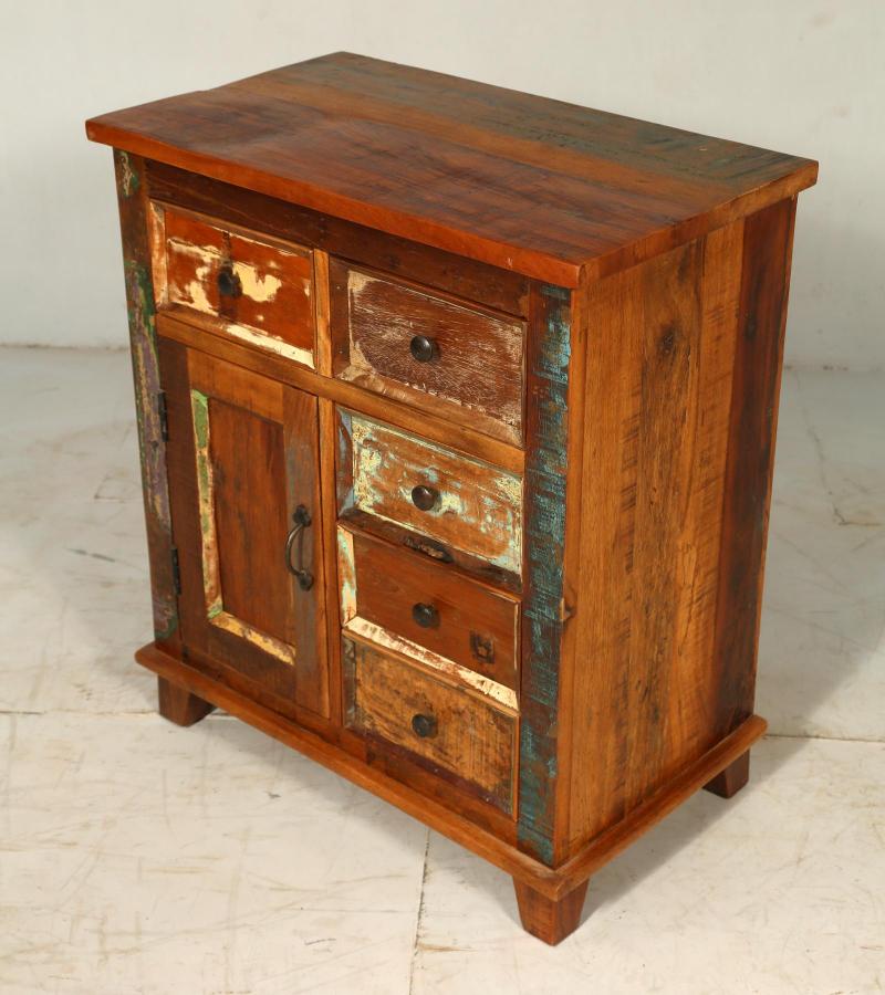 RECLAIMED WOOD 5 DRAWER END TABLE / SMALL SIDEBOARD