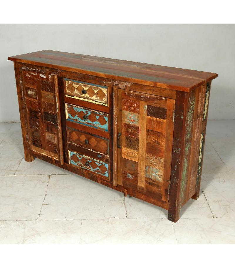 SOLID RECLAIMED TEAK WOOD SIDEBOARD  WITH DRAWERS & DOORS