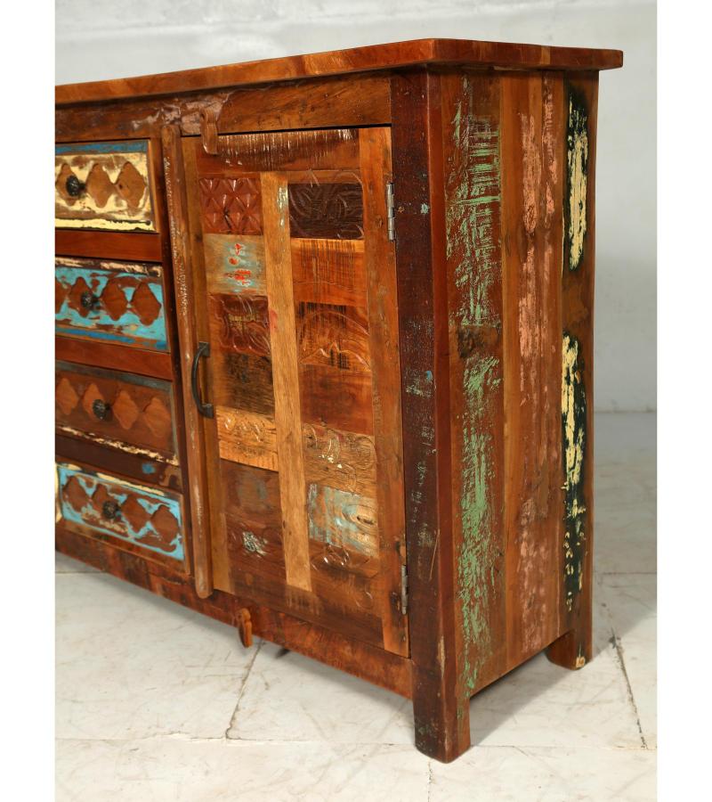 SOLID RECLAIMED TEAK WOOD SIDEBOARD  WITH DRAWERS & DOORS