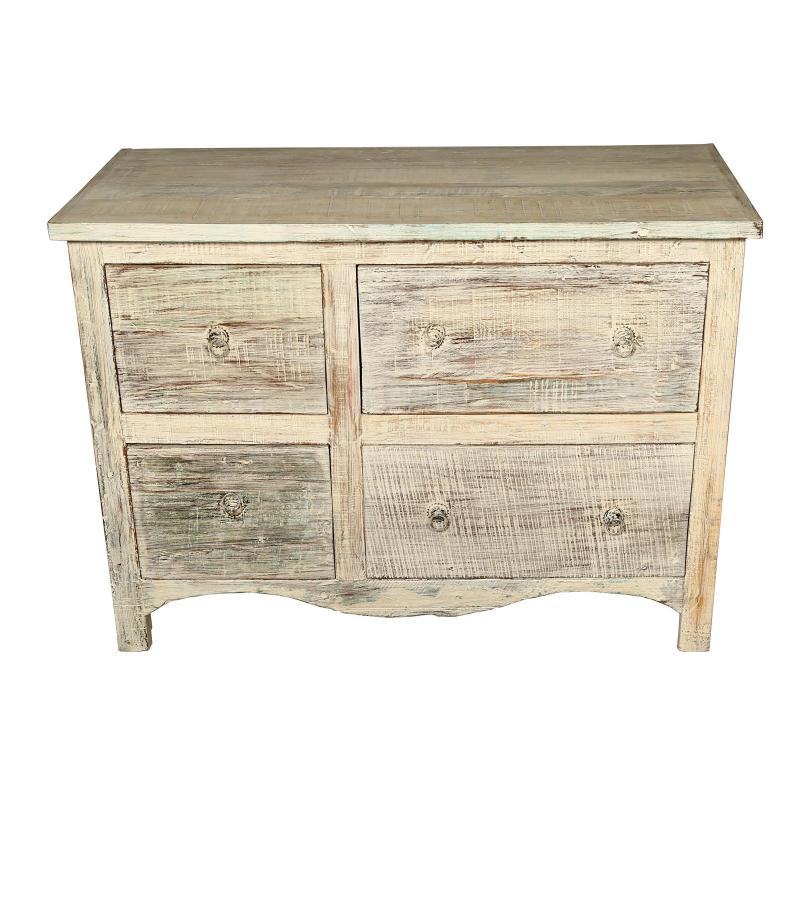 SOLID RECLAIMED TEAK WOOD 4 DRAWER BUREAU DRESSER CHEST