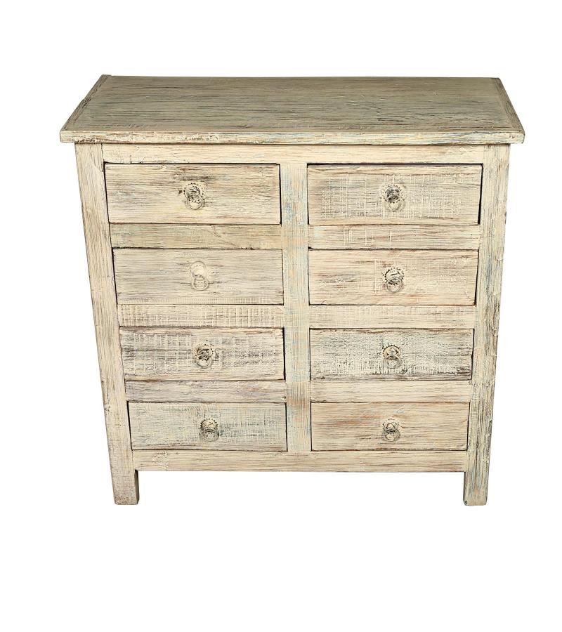 SOLID RECLAIMED TEAK WOOD BUREAU DRESSER CHEST W/ 8 DRAWERS