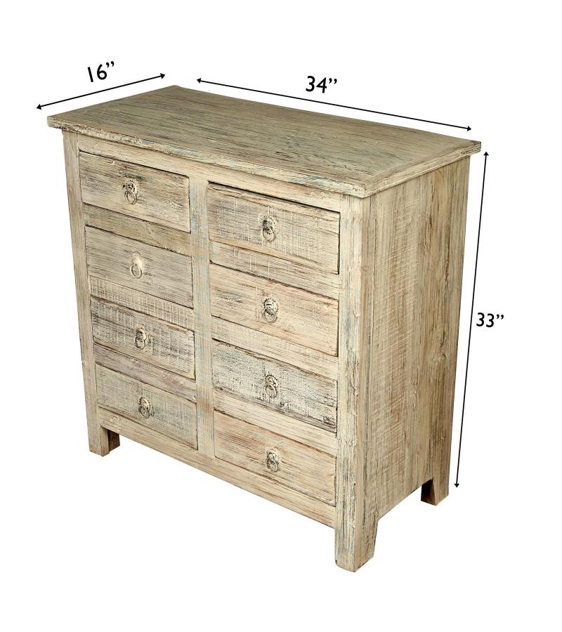 SOLID RECLAIMED TEAK WOOD BUREAU DRESSER CHEST W/ 8 DRAWERS