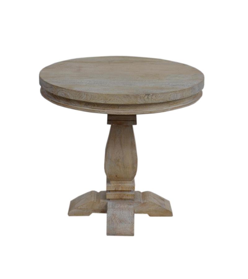 SOLID WOOD ROUND PEDESTAL END TABLE