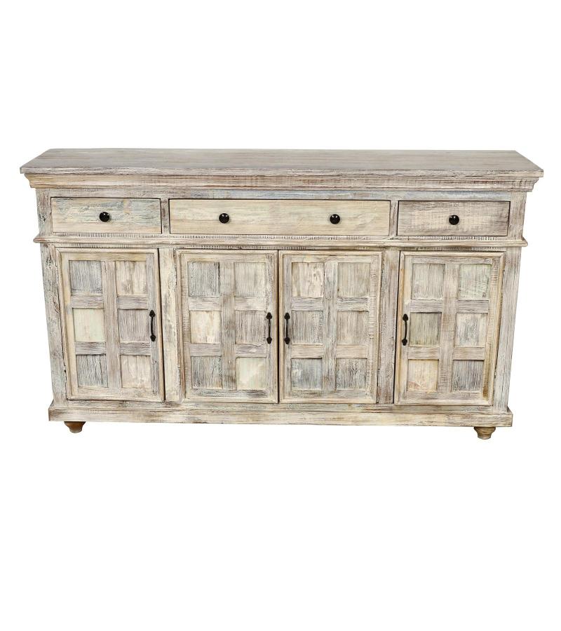 SOLID RECLAIMED TEAK WOOD SIDEBOARD CABINET CONSOLE W/ 4 DOORS & 4 DRAWERS