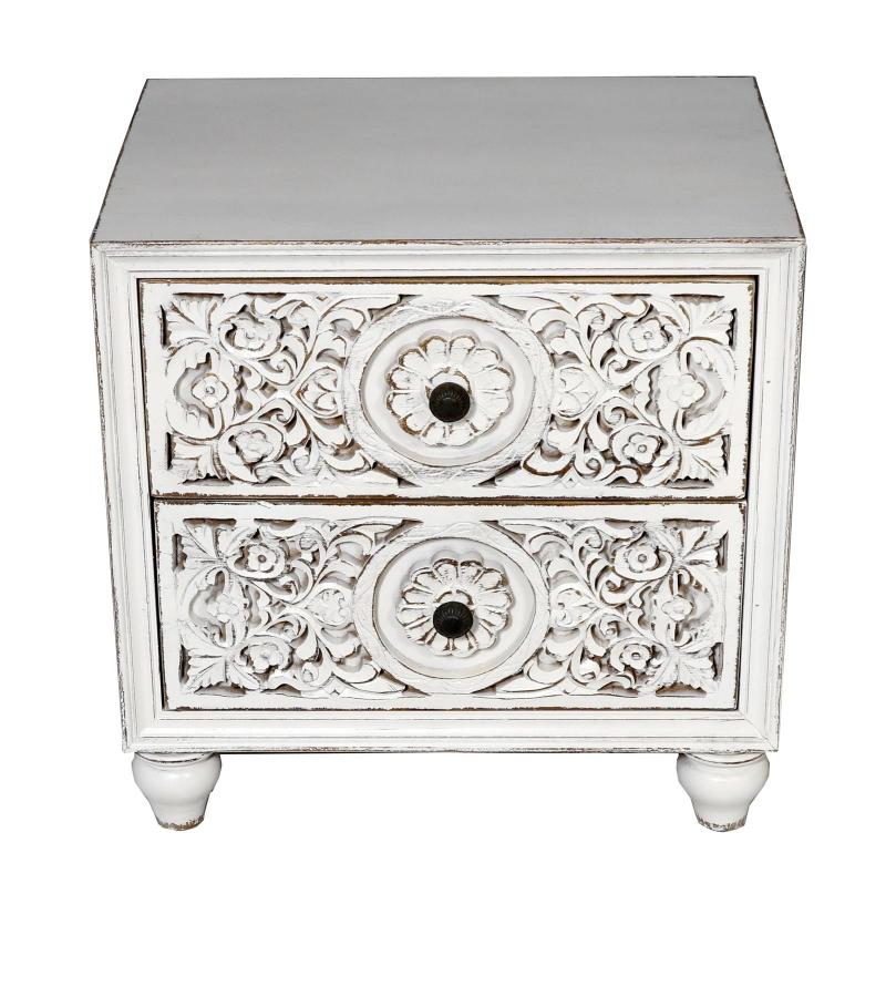 HAND CARVED SOLID TEAK WOOD SIDETABLE END TABLE