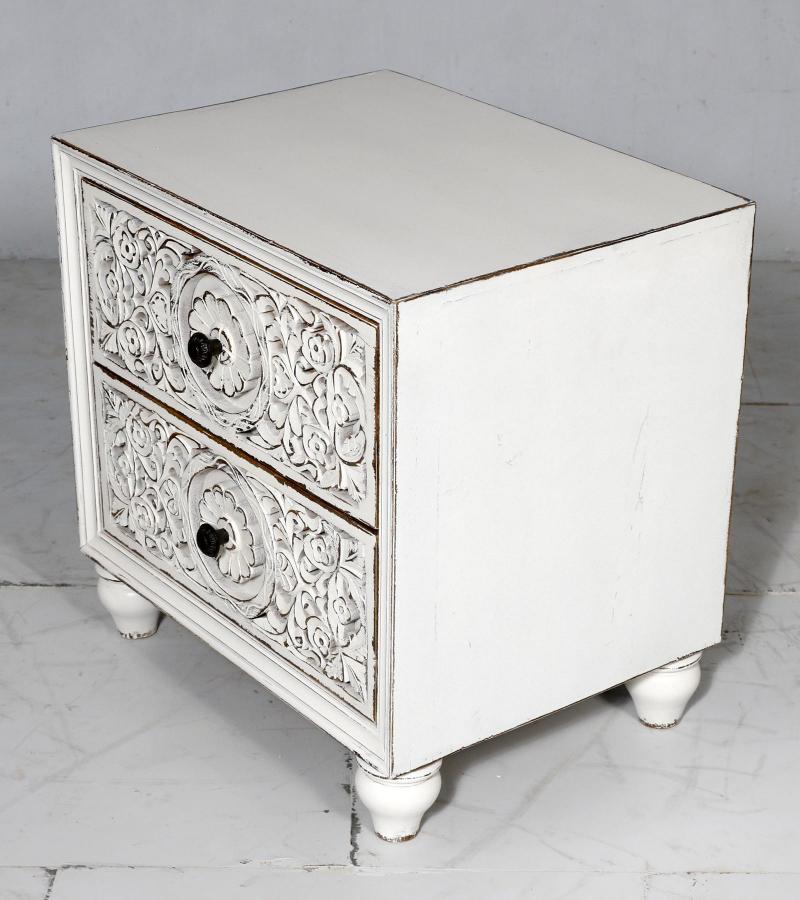 HAND CARVED SOLID TEAK WOOD SIDETABLE END TABLE
