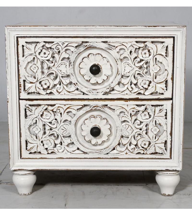 HAND CARVED SOLID TEAK WOOD SIDETABLE END TABLE