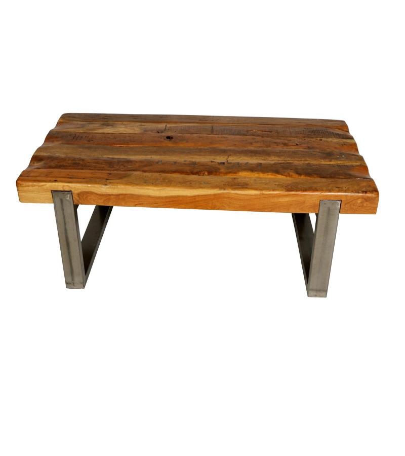 SUPER THICK RECLAIMED TEAK & IRON COFFEE TABLE