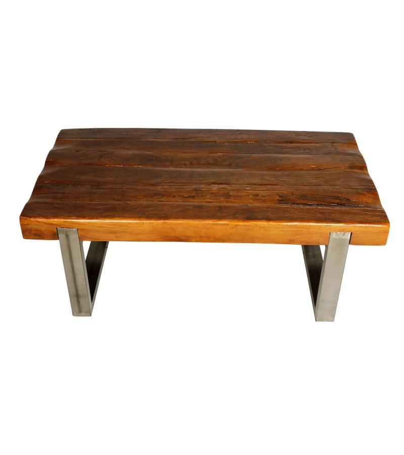 SUPER THICK RECLAIMED TEAK & IRON COFFEE TABLE